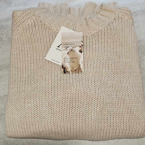 ANNASOUL Sweaters - Womens Oversized Pullover Cashmere Beige Sweater Size 12-18 L-XL See Descript US